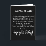 SPECIELLT KORT FÖR SPECIELLA SISTER-IN-LAGSTIFTNIN<br><div class="desc">LÅT ***EN MYCKET SPECIELL SISTER-IN-LAW** VET (SOM DU TROLIGEN ALLTID GÖR) HUR MYCKET HON ELAK TILL DIG OM "HENNES BIRTHDAY" I ÅR! OCH,  TACK SÅ MYCKET FÖR ATT STOPPA MED ETT AV MINA ÅTTA LAGER!!!!!!</div>