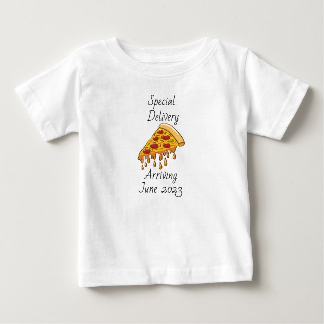 Speciellt leveransmeddelande i Pizza Baby T Shirt (Framsida)