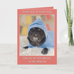 Speciellt Mamma Pug Mors dag-hälsningskort Kort