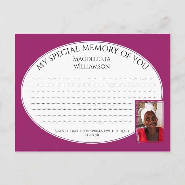 SPECIELLT MINNE FÖR DIG  fotominneskort Vykort (Framsida)