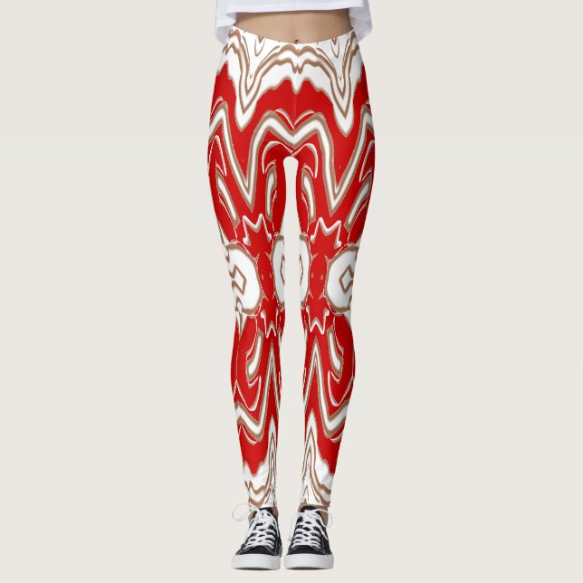 Speciellt rött julvitt "Ratti_Kreativ_Arts" Leggings (Framsida)