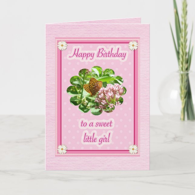 Speciellt småflickkort för fjäril Birthday Kort (Framsida)