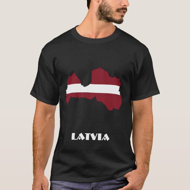 SPECIELLT svart LATVIA T Shirt (Framsida)