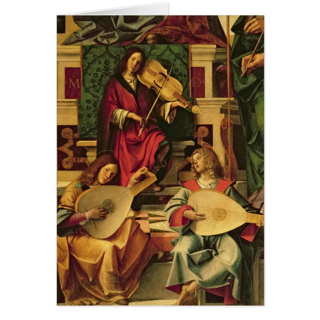 Specificera av ängelmusiker hälsningskort (Framsidan)