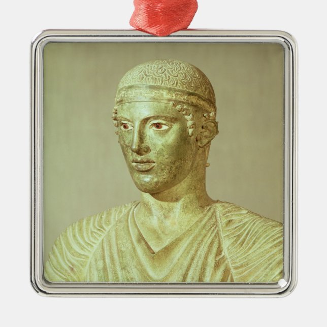 Specificera av den Delphi charioteeren, c.470 BC Julgransprydnad Metall (Framsidan)