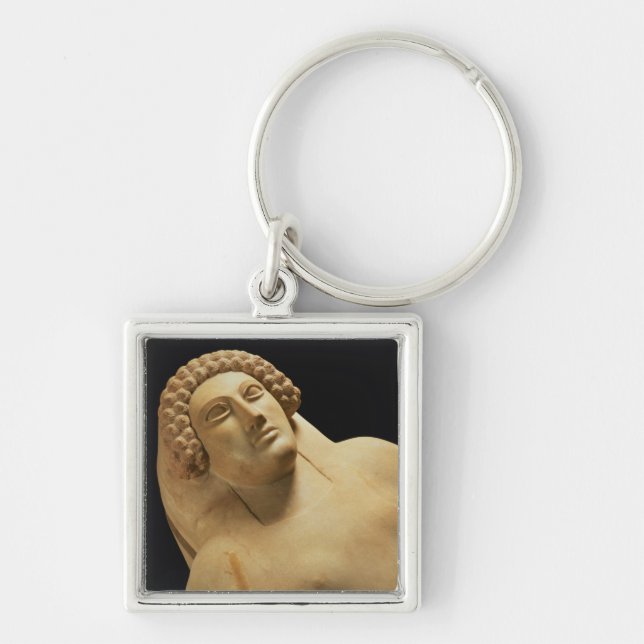Specificera av en kvinnlig sarkofag från Cadiz, Fyrkantig Silverfärgad Nyckelring (Framsidan)