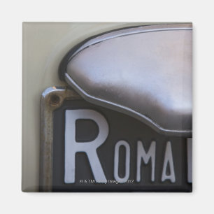 specificera av en Roma registreringsskylt på en Magnet