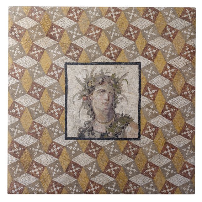 Specificera av en romersk mosaisk golvpanel - kakelplatta (Framsidan)