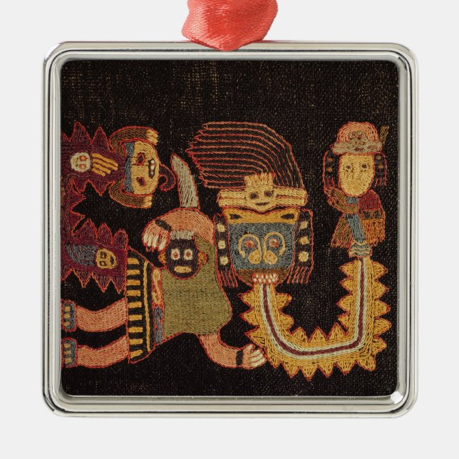 Specificera av jordfästningtrasan, den Paracas Julgransprydnad Metall (Framsidan)