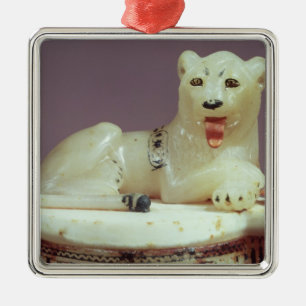 Specificera av locket av en unguentburk med en julgransprydnad metall