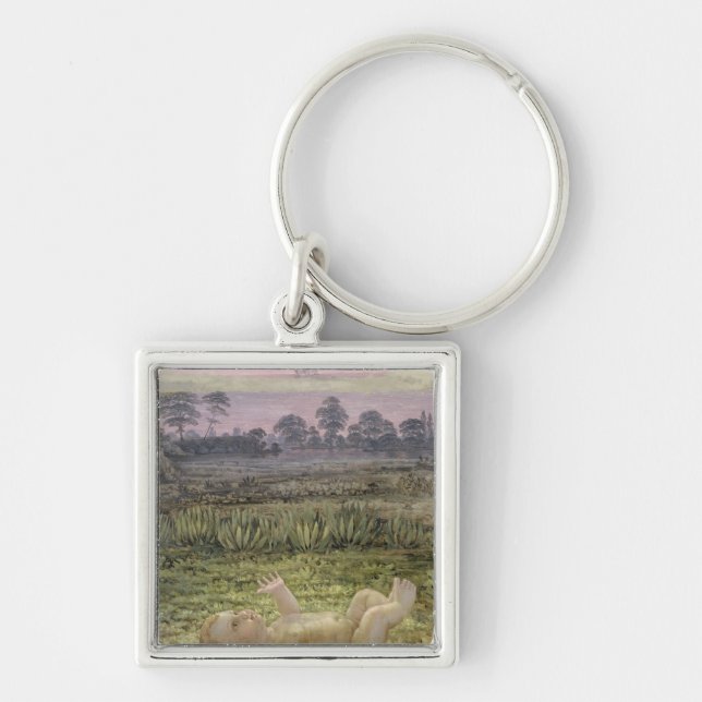 Specificera av morgonen, c.1808-09 fyrkantig silverfärgad nyckelring (Framsidan)