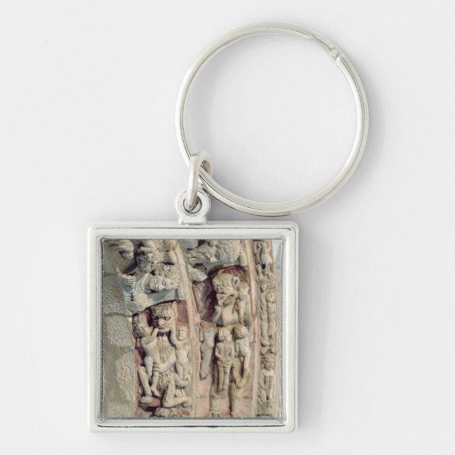 Specificera av porticoen De la Gloria Fyrkantig Silverfärgad Nyckelring (Framsidan)