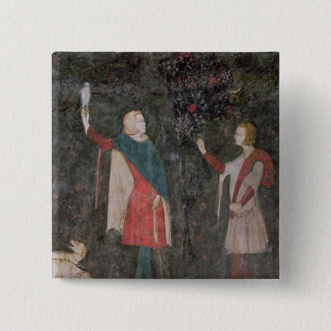 Specificera av två falconers, från fullvuxen knapp (Framsida)