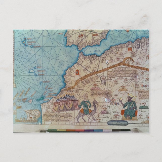 Specificera från den Catalan kartboken, 1375 Vykort (Framsida)