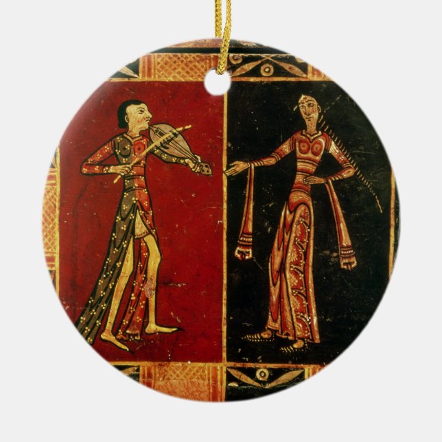 Specificera från en bröllopbröstkorg som visar en julgransprydnad keramik (Framsidan)