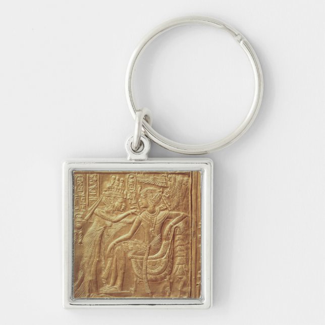 Specificera från lite relikskrinen av Tutankhamun Fyrkantig Silverfärgad Nyckelring (Framsidan)