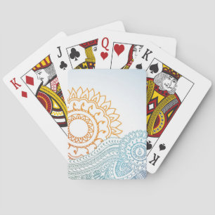 Specificerad hennaabstraktsoluppgång casinokort
