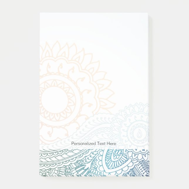 Specificerad hennaabstraktsoluppgång post-it block (Framsida)