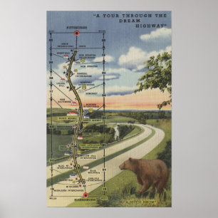 Specificerad karta av "den dröm- huvudvägen ", poster