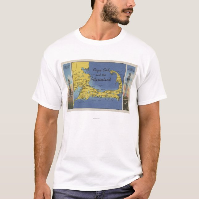 Specificerad karta av Pilgrimlanden T Shirt (Framsida)
