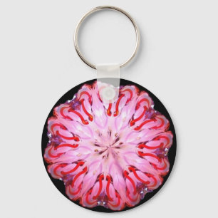 Specificerad neonKaleido-Vridning i rosa & rött Nyckelring