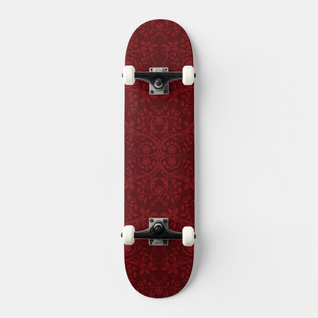 Specificerad röd blom- tapet skateboard bräda 19,5 cm (Framsida)