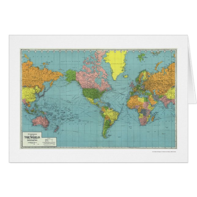 Specificerad WWII-världskarta 1942 Hälsningskort (Framsidan Horizontal)