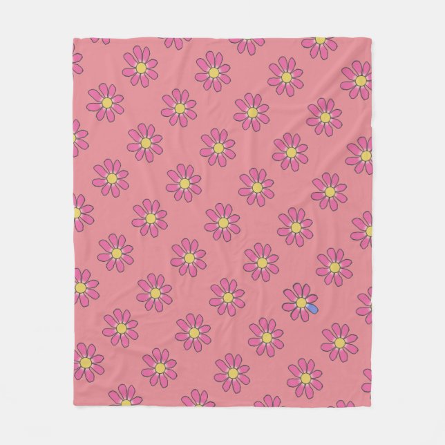 Specificerar rosa blommablått för mångfald på fleecefilt (Framsidan)
