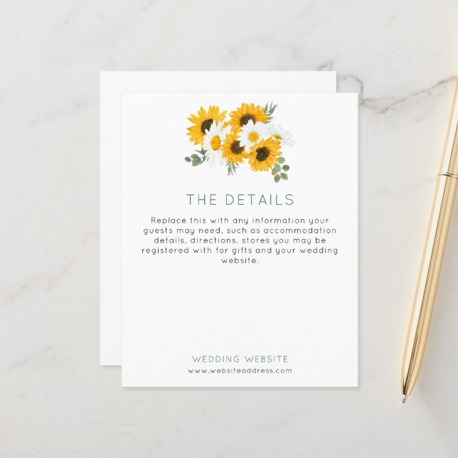 Specifika hölje för budgeterade solblommor Bröllop (Fram/Back In Situ)