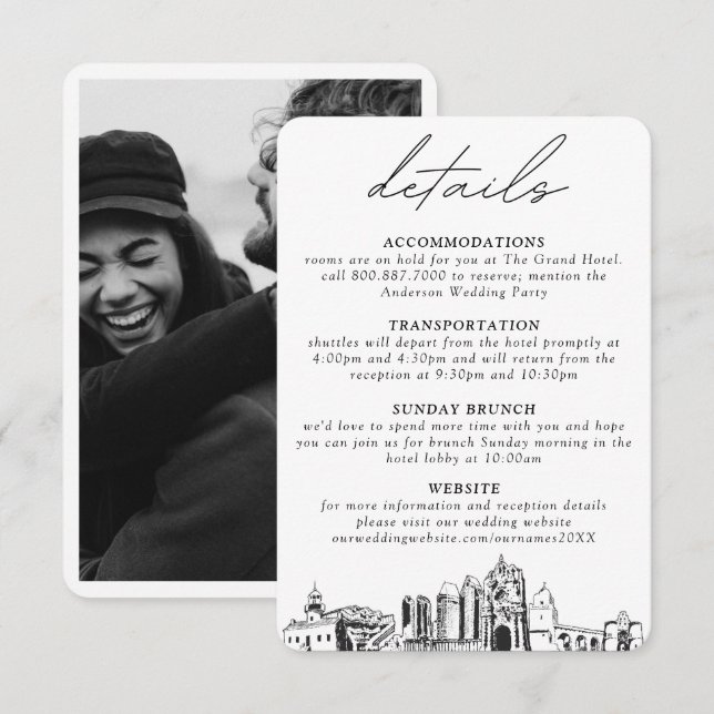 Specifika visitkort för San Diego Bröllop Tilläggskort (Fram/baksida)