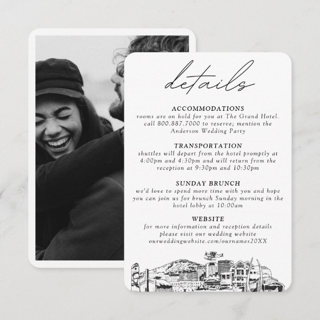 Specifikationskort för ankarplats Bröllop Tilläggskort (Fram/baksida)