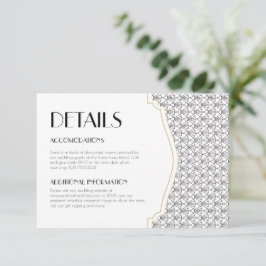 Specifikationskort för Art Deco Bröllop infogning Tack Kort