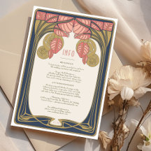 Specifikationskort för Art nouveau Vintage bröllop