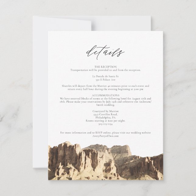 Specifikationskort för berg för vattenfärgsöverläg inbjudningar (Framsida)