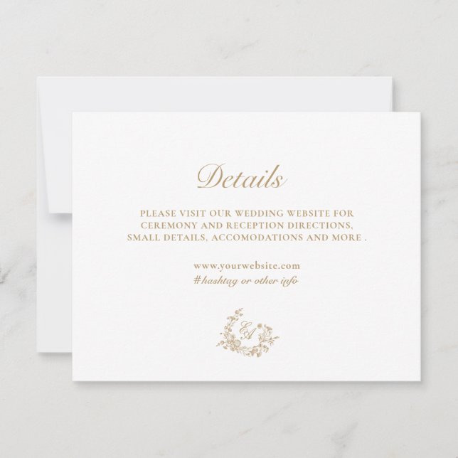 Specifikationskort för Blommigt i Elegant Bröllop Inbjudningar (Framsida)