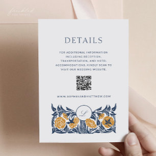 Specifikationskort för Blommigt Monogram med QR Tilläggskort