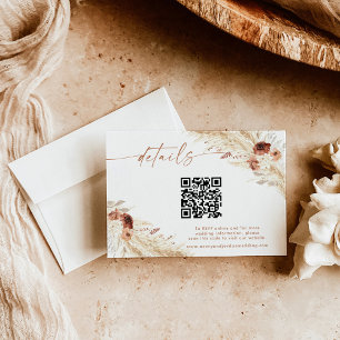 Specifikationskort för Boho Blommigt QR-Bröllop we Tack Kort