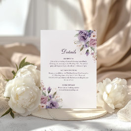 Specifikationskort för Boho Mave och Lilac Blommig Inbjudningar