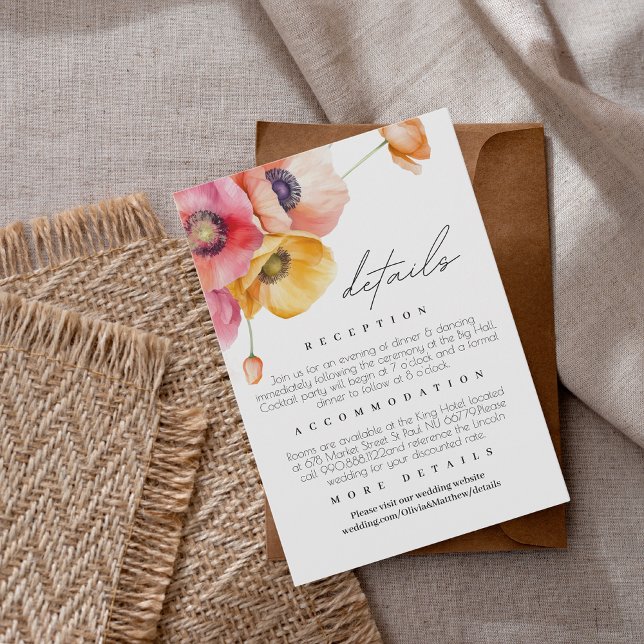 Specifikationskort för Bröllop för Blommigt i eleg Tilläggskort (Skapare uppladdad)