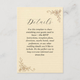 Specifikationskort för Bröllop för Blommigt i vint Tilläggskort