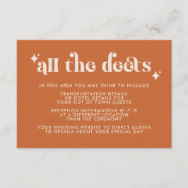 Specifikationskort för Bröllop för det moderna Ret Tilläggskort