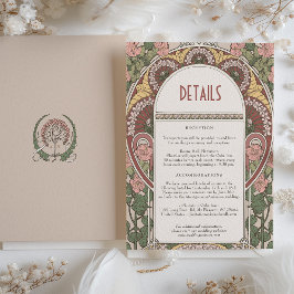 Specifikationskort för Bröllop i Art nouveau Blomm Inbjudningar