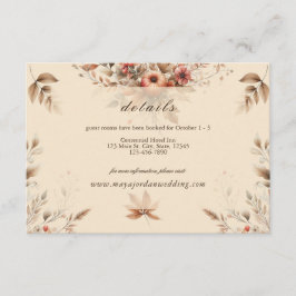 Specifikationskort för Champagne Autumn Bröllop Tilläggskort