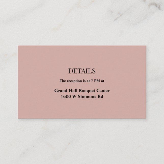 Specifikationskort för Cinnamon Ro Bröllop Tilläggskort (Framsida)