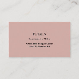 Specifikationskort för Cinnamon Ro Bröllop Tilläggskort