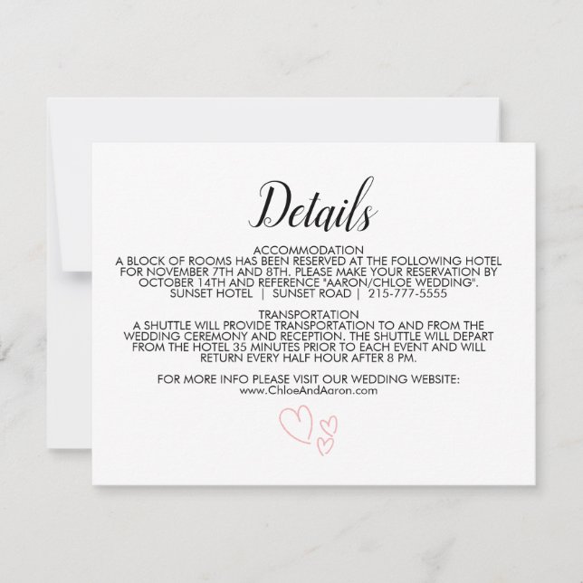 Specifikationskort för delikat minimalistiskt kall (Framsida)