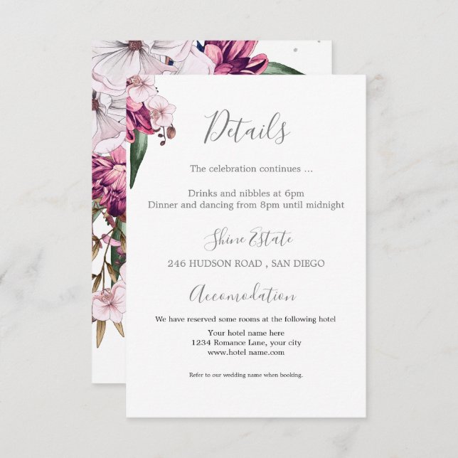 Specifikationskort för Disco Boll Blommigt Tilläggskort (Fram/baksida)