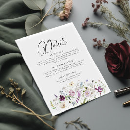 Specifikationskort för elegant Wildblommor Bröllop Tilläggskort