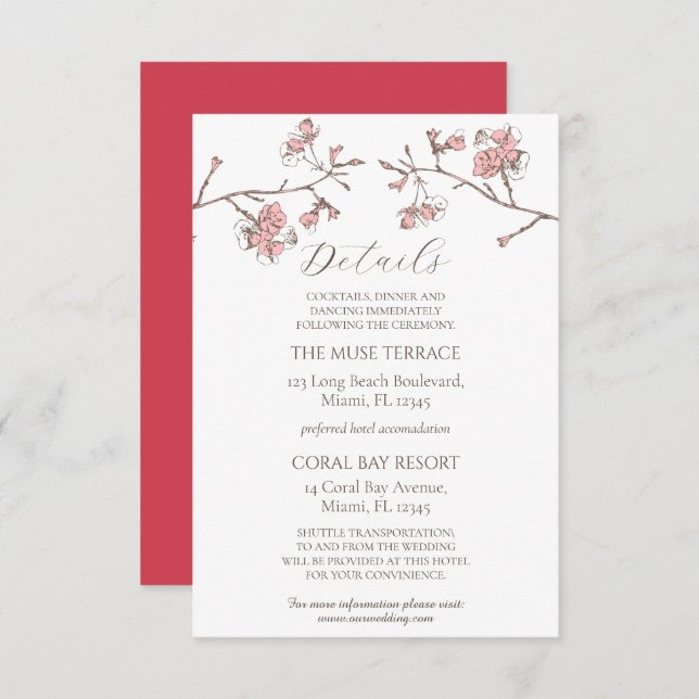 Specifikationskort för höljet i Sakura Blommar Brö Spara Datumet (Fram/baksida)