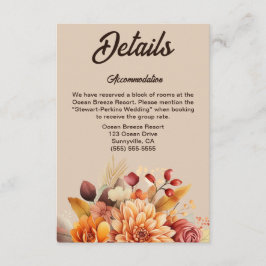 Specifikationskort för Light Terracotta Fall Blomm Tilläggskort